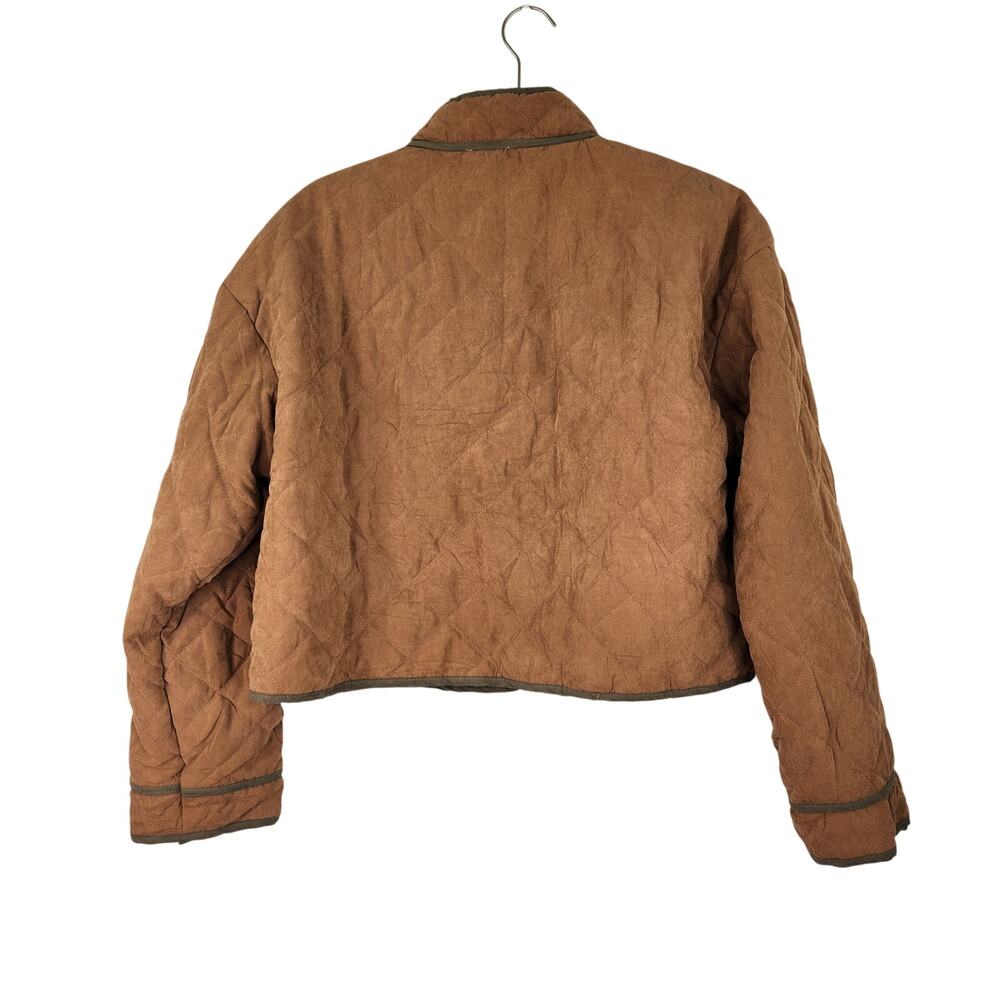 Hem & Thread Light Brown Quilted Cropped Jacket NWT Small Biker Equestrian - Picture 5 of 11